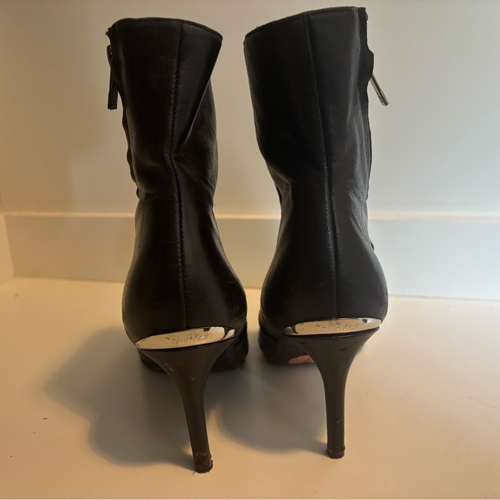 Calvin Klein Black Leather Heeled Boots